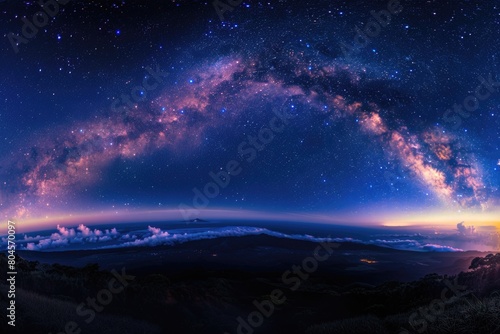 A breathtaking view of the night sky from the summit of a mountain. Perfect for astronomy enthusiasts