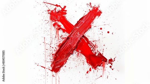Vibrant Red Stain in Shape of Letter X Generative AI