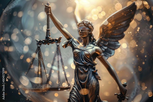 Statue of an angel holding a scale of justice, suitable for law and justice concepts