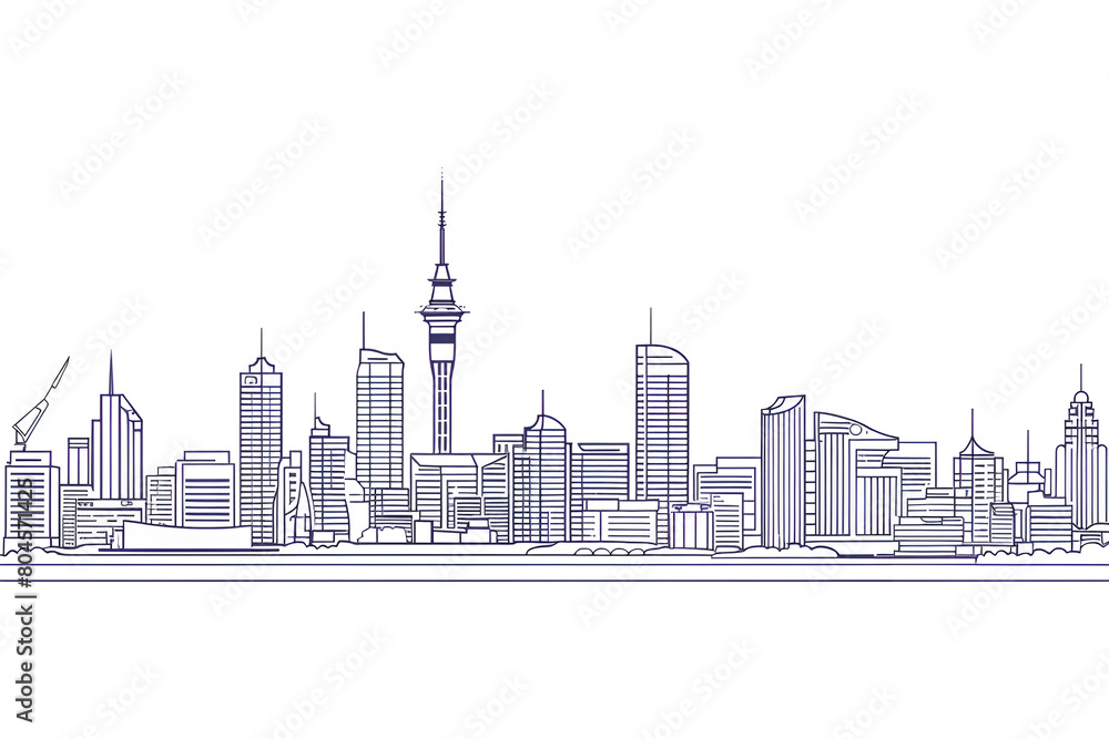 Obraz premium Auckland skyline vector line art