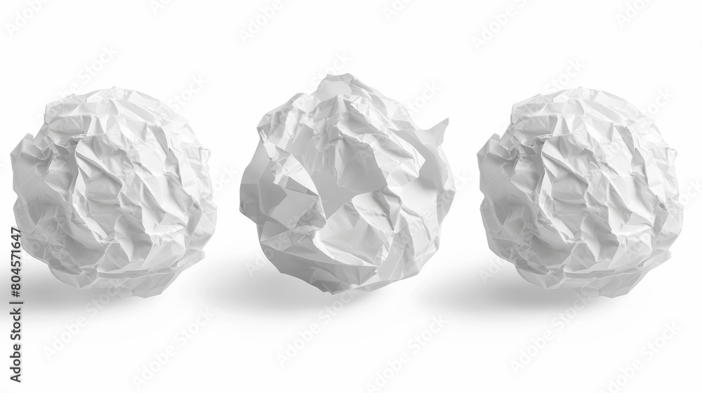 Crumpled Paper Ball on White Background Generative AI