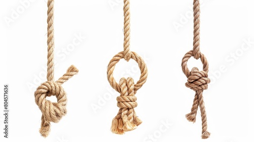 Rustic Rope Hanging Isolated on White Background Generative AI