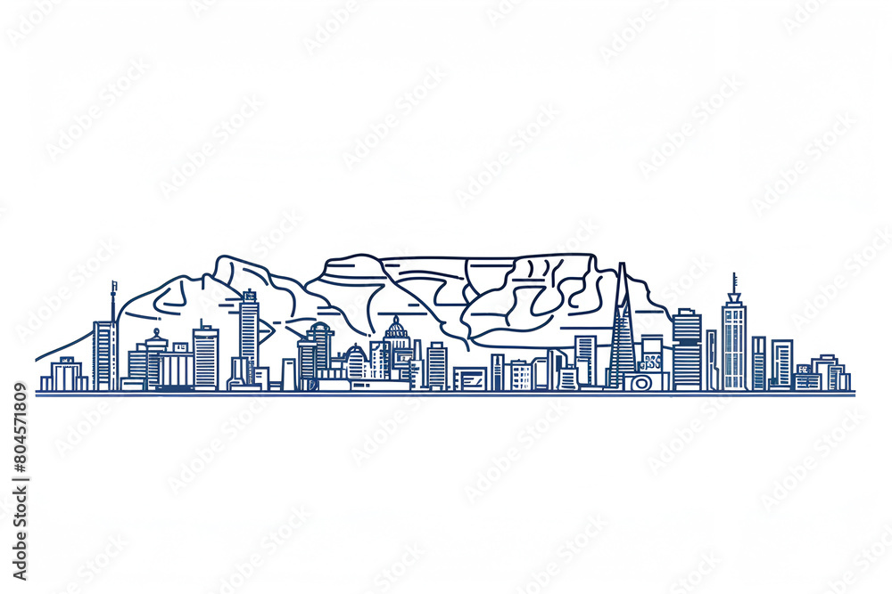 Fototapeta premium Cape Town city skyline line art vector