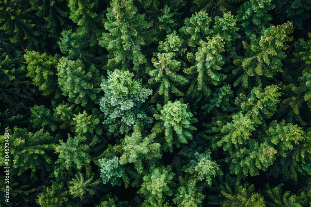 Top-down aerial shot of an expansive dense green conifer forest creating a beautiful natural pattern Top-down aerial shot of an expansive dense green conifer forest creating a beautiful natural pattern