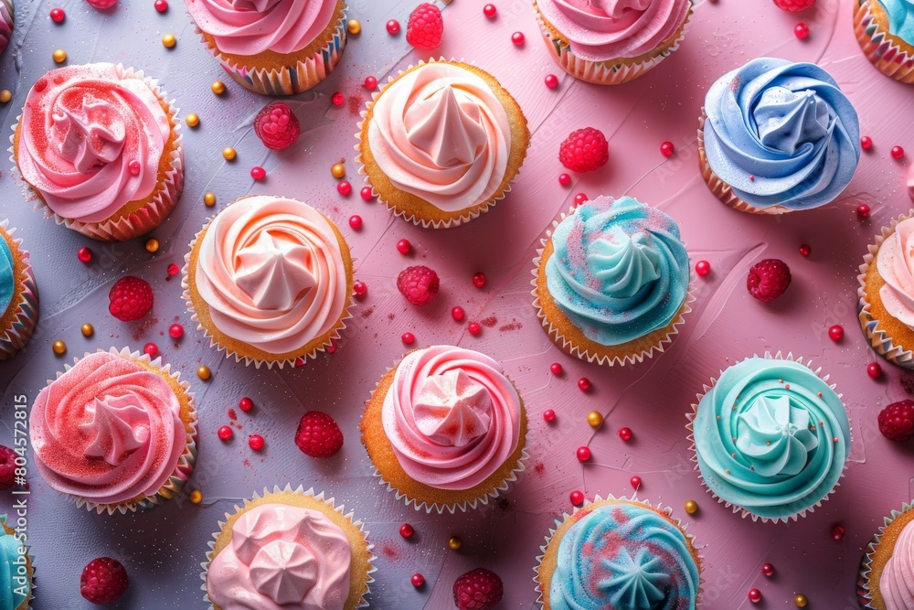 Table Filled With Cupcakes Covered in Frosting Table Filled With Cupcakes Covered in Frosting