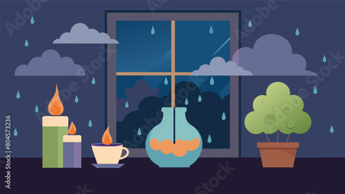 A rainy day spent indoors the calming aroma of sandalwood and patchouli filling the air helping to create a sense of comfort and coziness on a dreary.