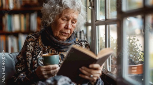 A Elderly Woman Reading Peacefully