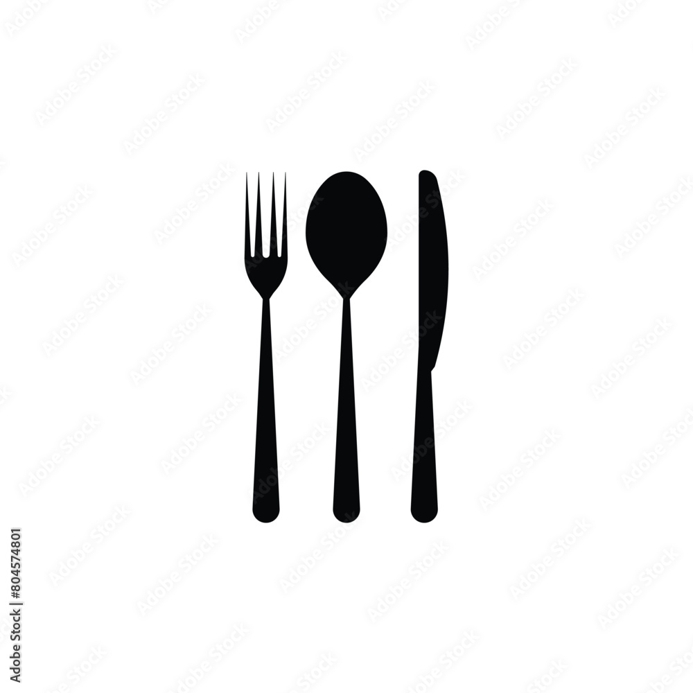 Spoon, fork, knife cutlery icon vector design silhouette Spoon, fork, knife cutlery icon vector design silhouette