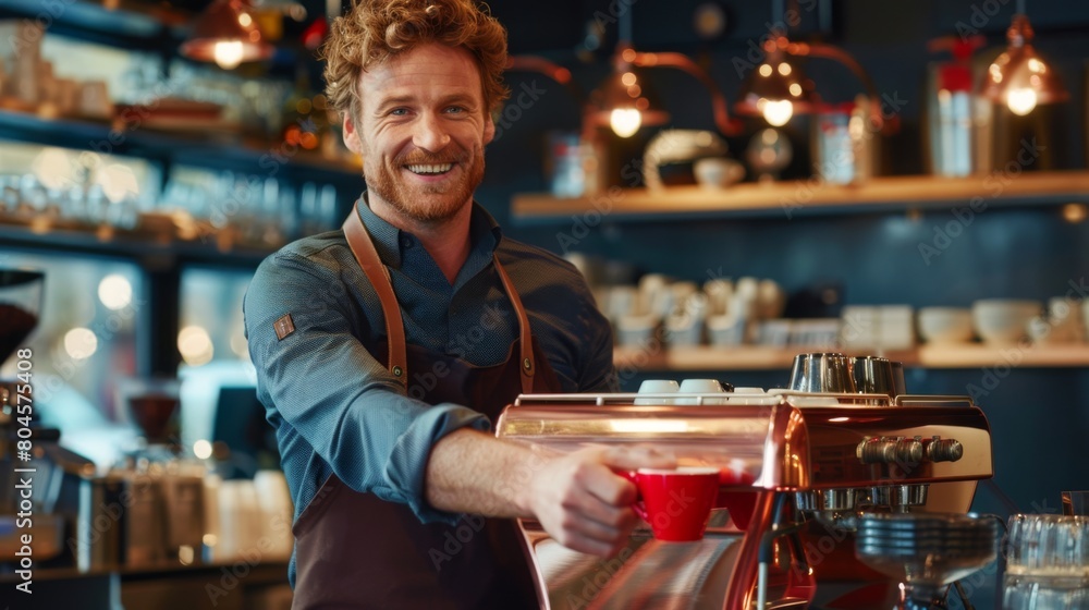 The Smiling Barista Serving Coffee