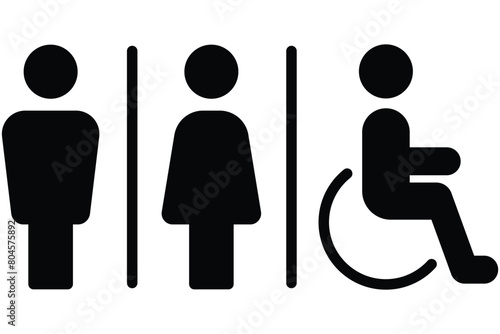 Restroom sign for disabled on the wheelchair, toilet vector for disability people, lavatory symbol, bathroom icon, water closet in the public for the people
