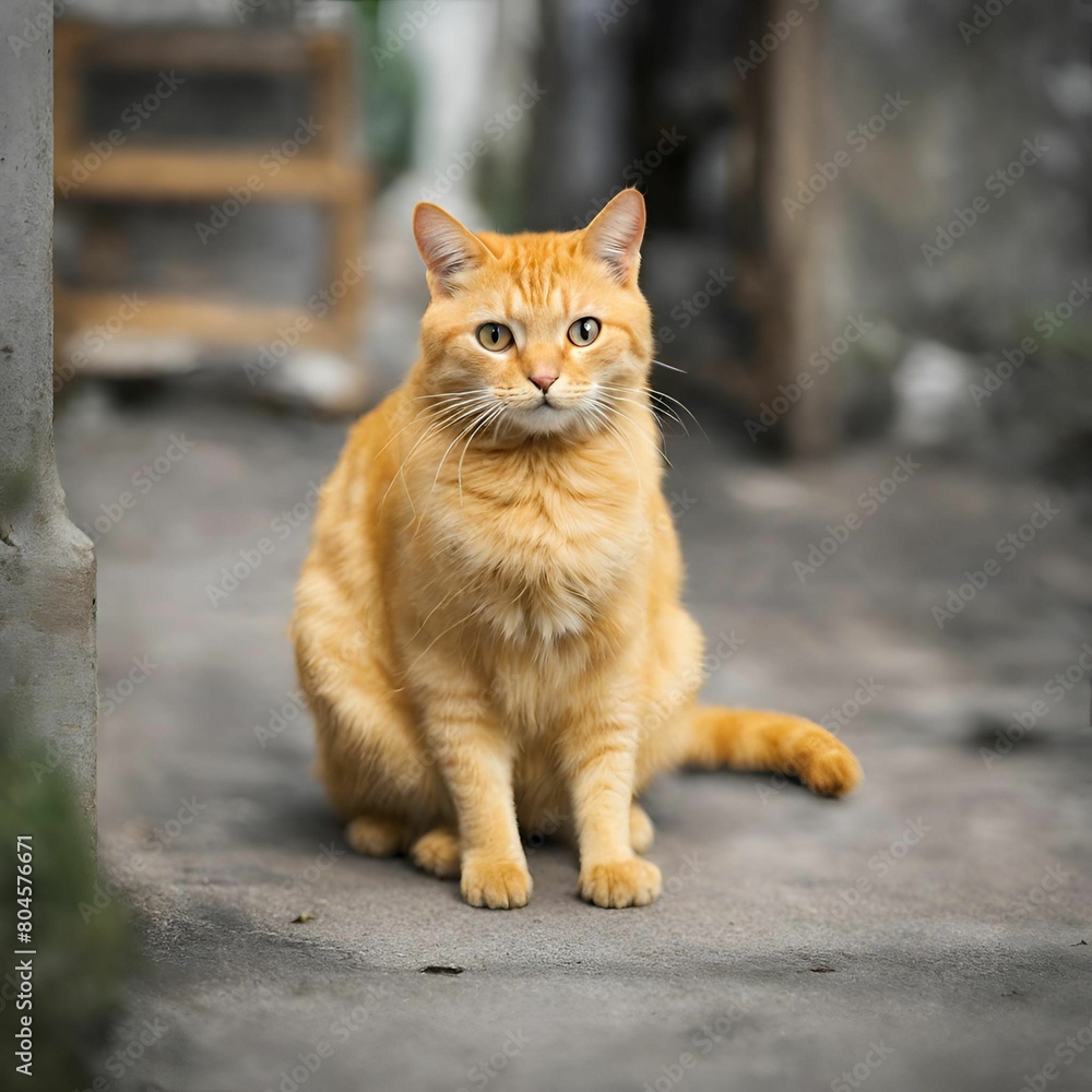Yellow cat sit and looking for some thing Yellow cat sit and looking for some thing