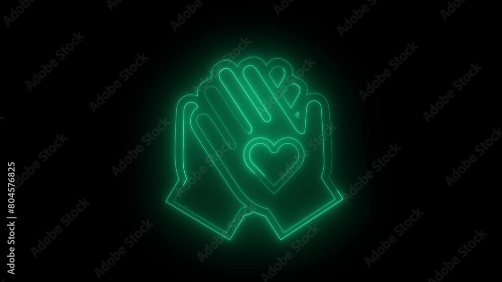 Heart in hands. Care in neon style. Vector illustration design. Heart in hands. Care in neon style. Vector illustration design.