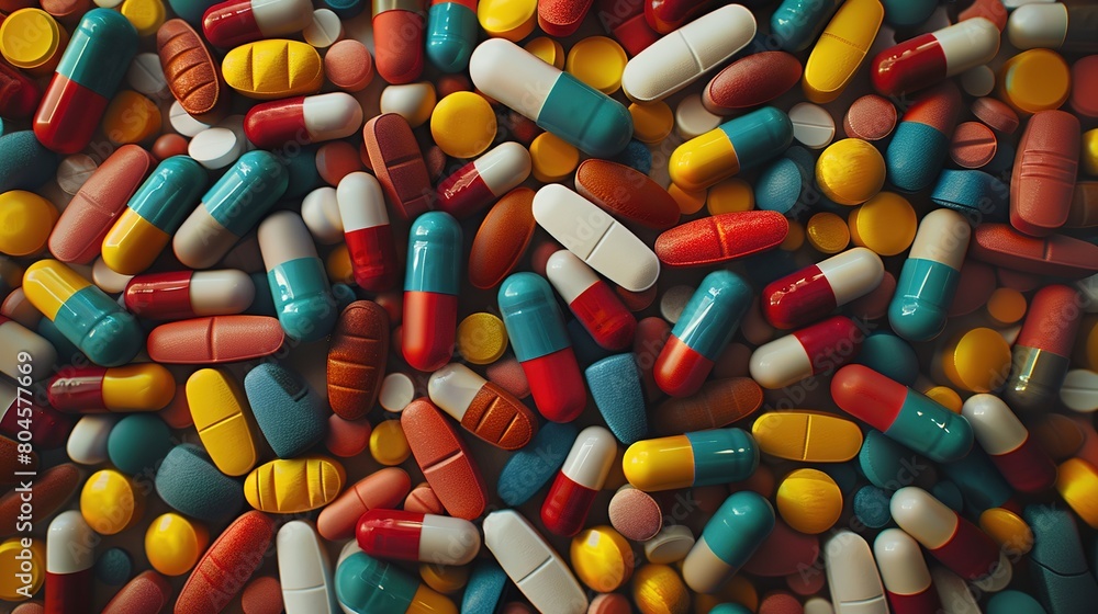 An array of multicolored pharmaceutical pills and capsules generative ai images An array of multicolored pharmaceutical pills and capsules generative ai images