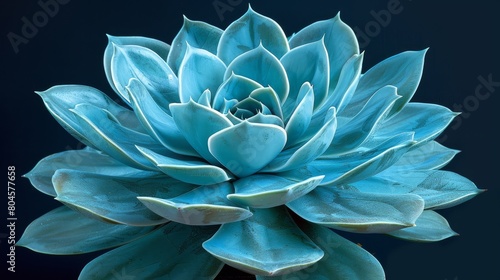   A blue flower in tight focus against a black backdrop  its center softly blurred