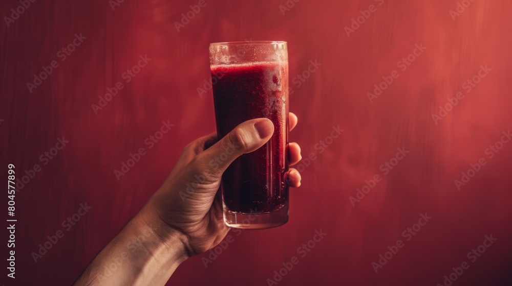 A hand reaching out to grab a glass of freshly blended fruit smoothie, a moment of pure satisfaction. A hand reaching out to grab a glass of freshly blended fruit smoothie, a moment of pure satisfaction.