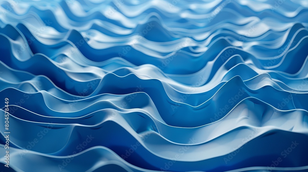 Fototapeta premium Three-dimensional rendering displaying a blue wavy pattern.