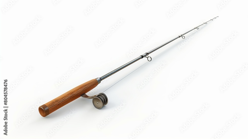 Vector illustration of a fishing rod icon isolated on a white background, suitable for various design purposes.