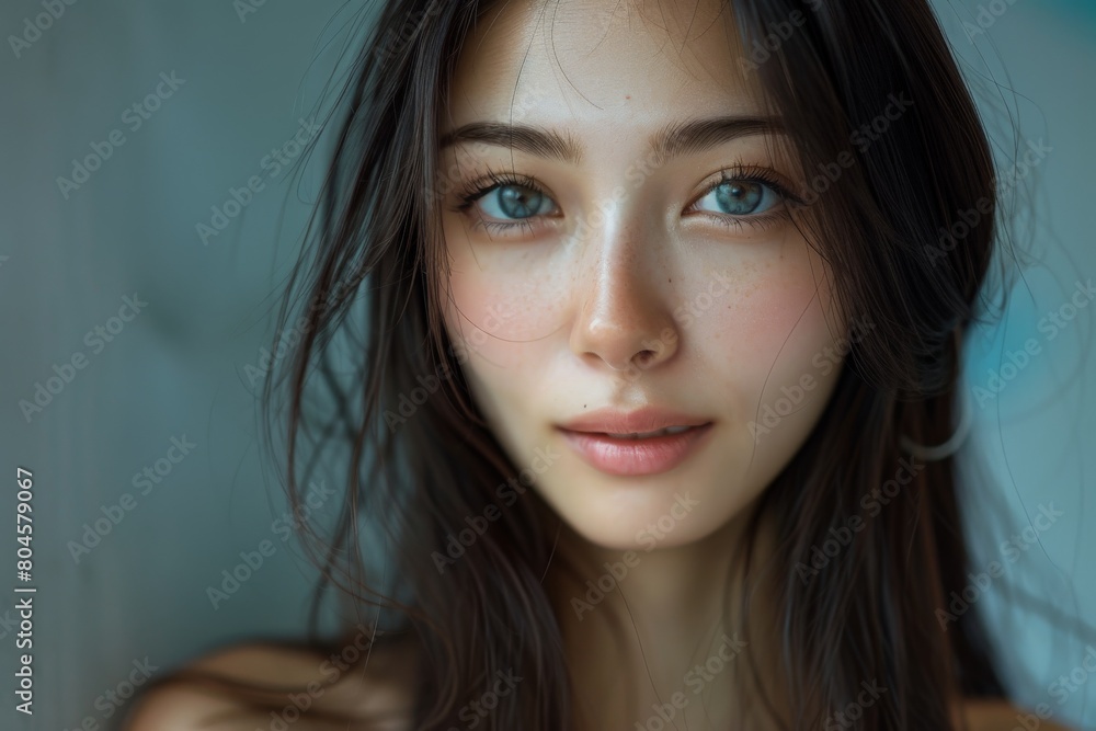 Close Up of a Woman With Blue Eyes