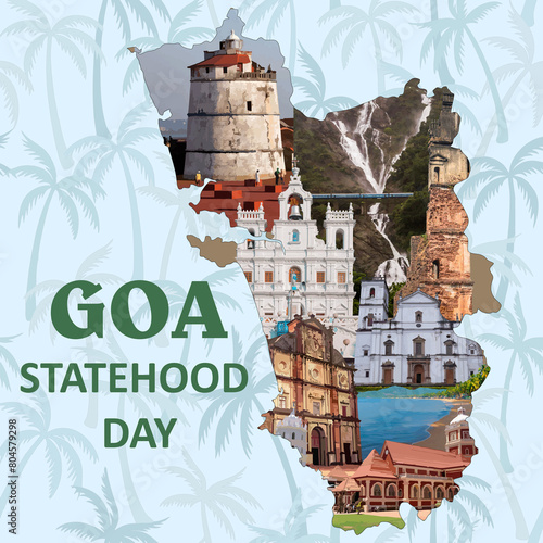 An illustration celebrating Goa Statehood Day, 30 May captures the state's vibrant identity. The artwork honors Goa's history and its joyful, unique spirit.