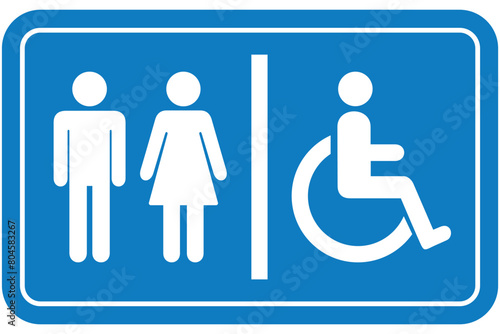 Restroom sign for disabled on the wheelchair, toilet vector for disability people, lavatory symbol, bathroom icon, water closet in the public for the people