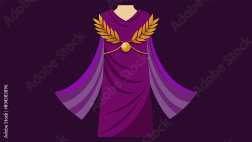 A sleek Greek chiton and himation dd in rich purple fabric and accessorized with gold jewelry and a laurel wreath.. Vector illustration