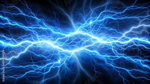 Blue electricity lightning in dark background