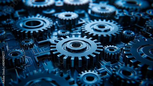 A close up of many gears on a computer board.