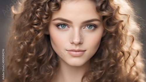 A stunningly beautiful young woman, her complexion is a creamy light tone complemented by captivating light grey eyes 