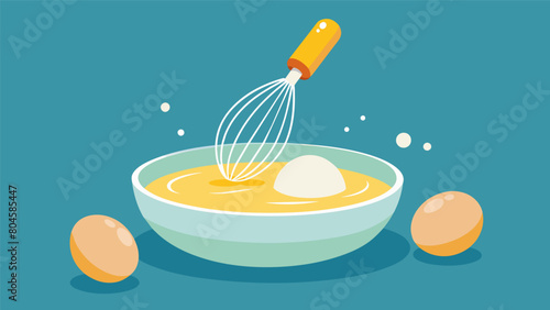The theutic rhythm of whisking eggs into a frothy mixture creating the base for a delicious quiche..