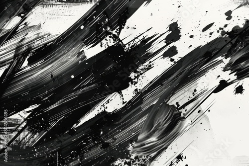 abstract black ink splash with brush strokes and grunge texture japanesestyle illustration photo