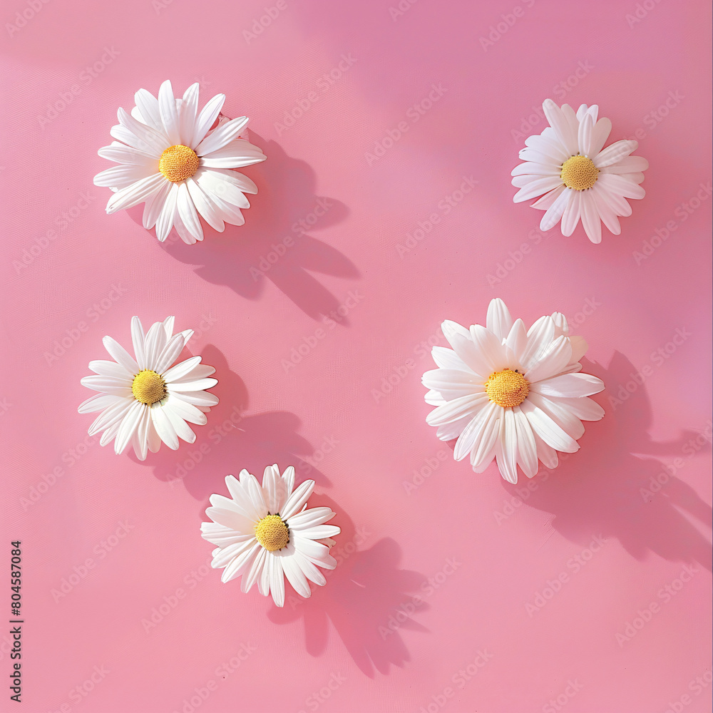 daisy flowers on a pink backgroound daisy flowers on a pink backgroound