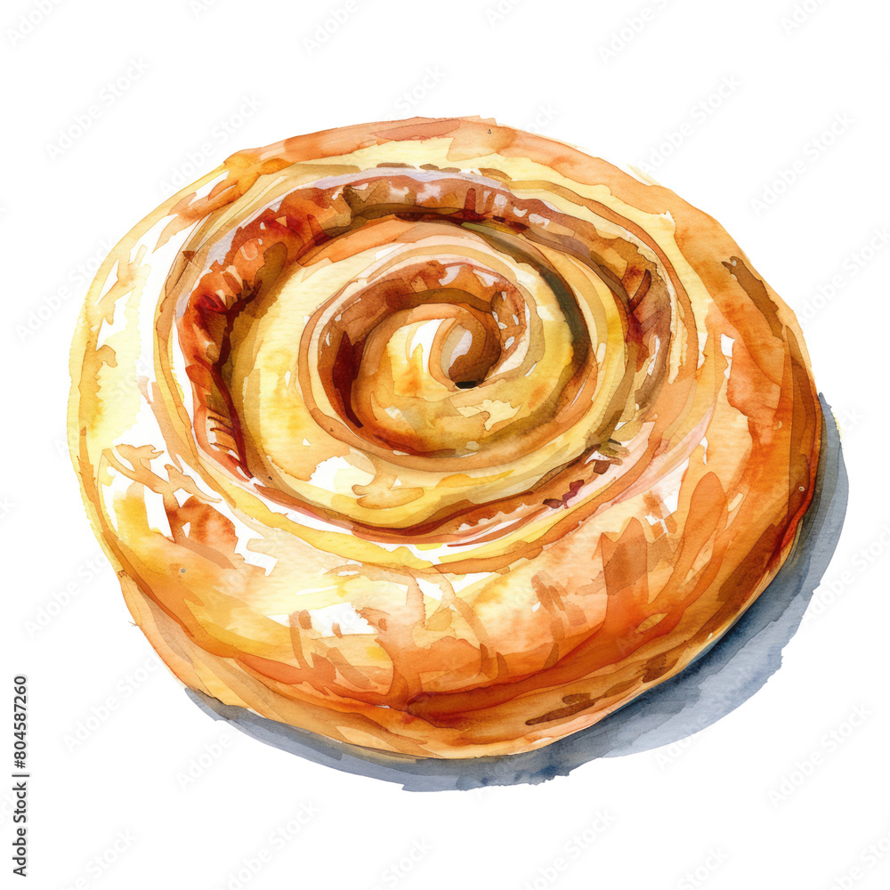 Fototapeta premium Danish pastry ,illustration watercolor