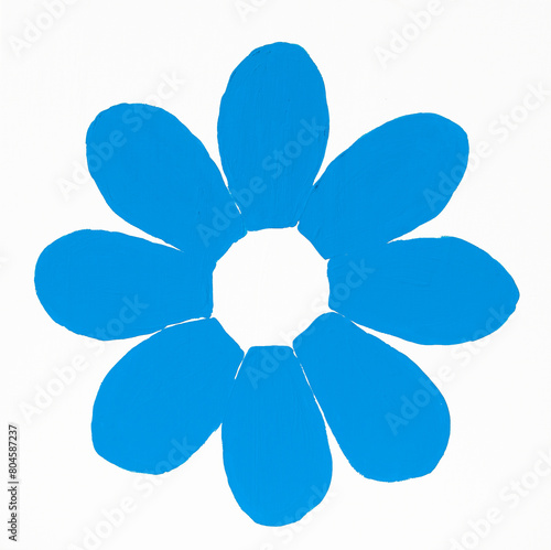 Blue flower on white background painting