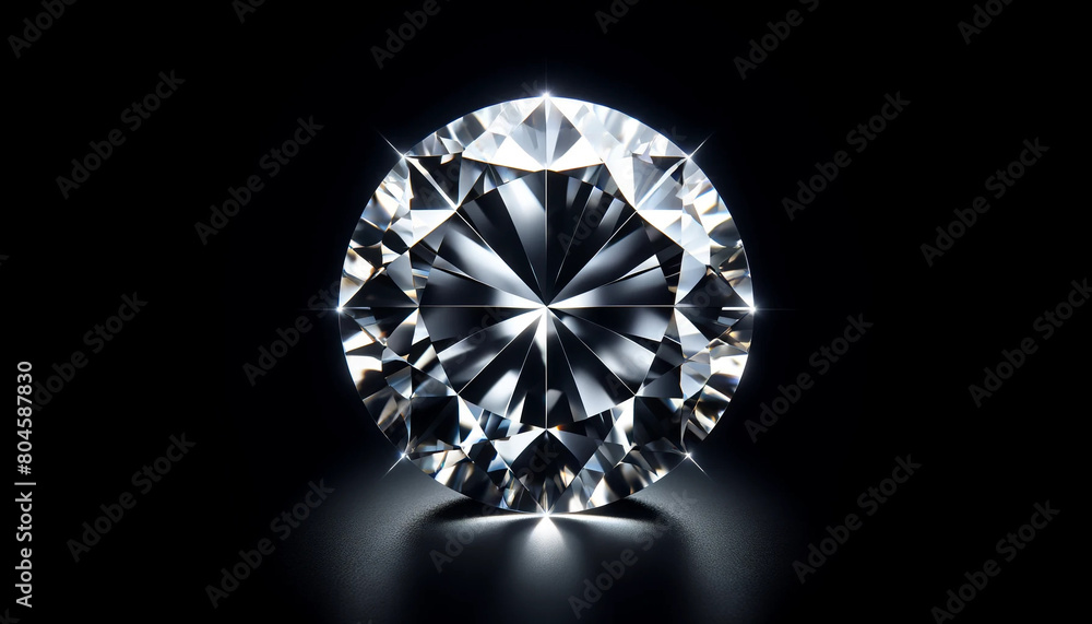 A glowing diamond in extreme close-up, emphasizing the geometric precision of its facets. The background is completely black to enhance the contrast and highlight the natural sparkle of the diamond. I A glowing diamond in extreme close-up, emphasizing the geometric precision of its facets. The background is completely black to enhance the contrast and highlight the natural sparkle of the diamond. I