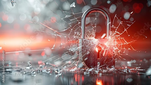 Illustration of a broken padlock representing compromised security and susceptibility to data breaches. Concept Cybersecurity  Data Protection  Compromised Security  Data Breach  Information Security