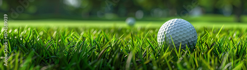 golf ball banner on green grass