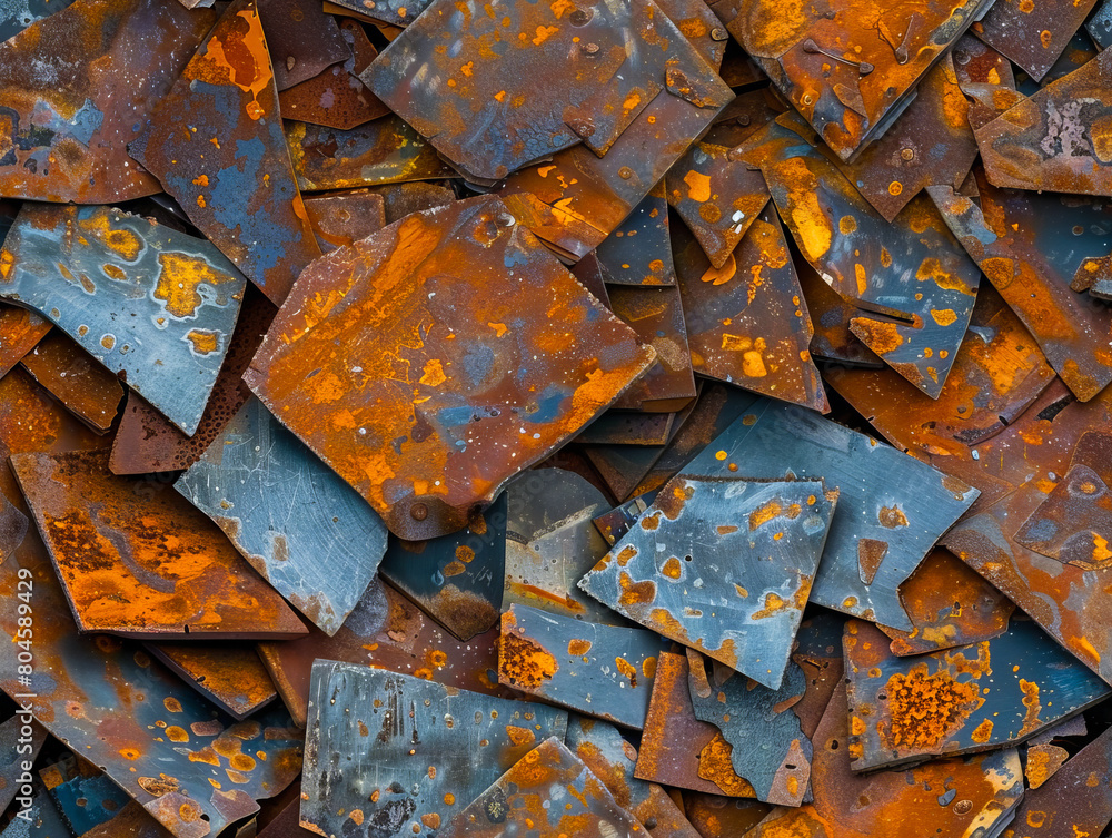 Rusty metal pieces in a pile. Rusty metal pieces in a pile.