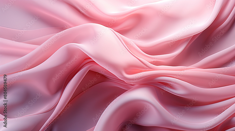 Obraz premium Fluttering Pink Color Fabric in Space With Delicate Folds on Blurry Background