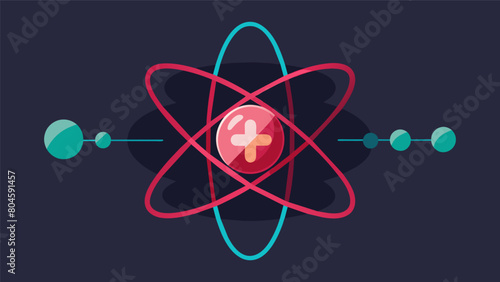 Nestled in a corner of the atom a small symbol of health concerns emits a faint crimson glow causing the atom to pulsate with unease..