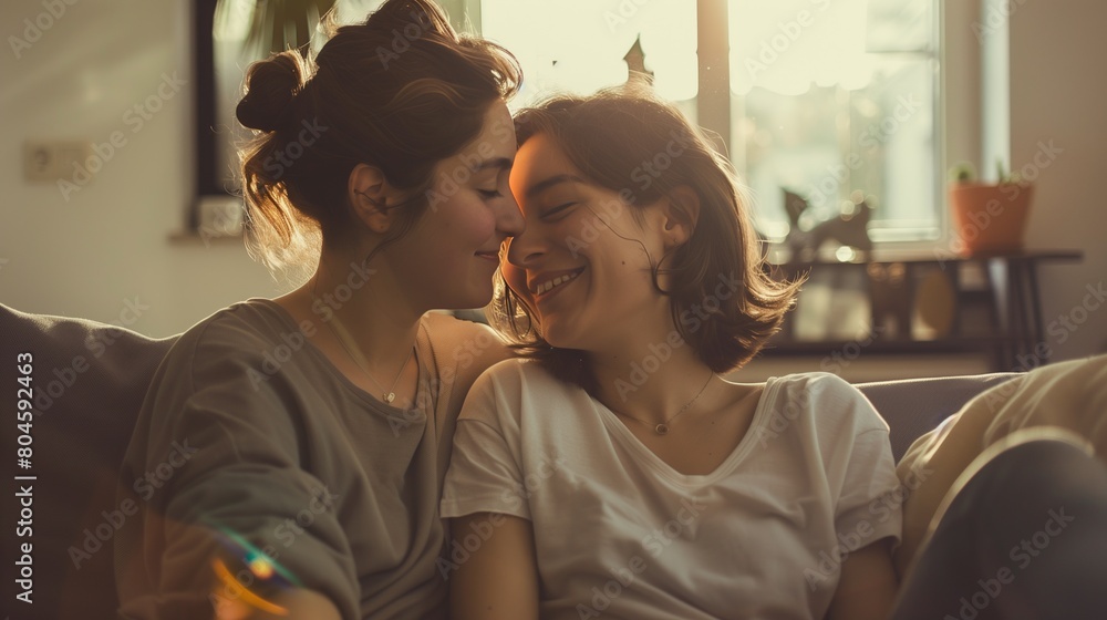Intimate Moment of a Same-Gender Female Couple Enjoying Quiet Time Together at Home Intimate Moment of a Same-Gender Female Couple Enjoying Quiet Time Together at Home