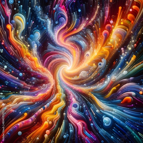 Psychedelic Vortex showcasing abstract colorful shapes in a cosmic display photo