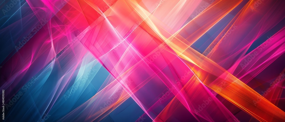 A dynamic arrangement of intersecting lines in bold neon colors A dynamic arrangement of intersecting lines in bold neon colors