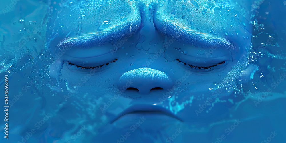 Naklejka premium Sadness (Blue): A downward-curving line resembling a frown