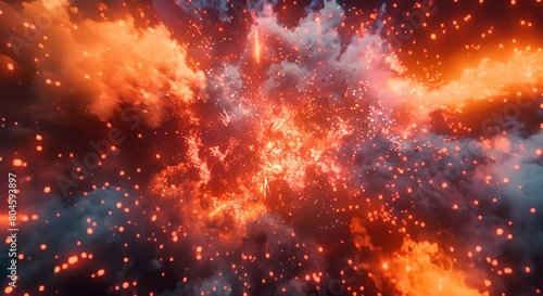  Abstract particles explosion, 3d animation. photo