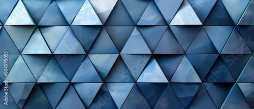 A repeating pattern of triangles in various shades of blue