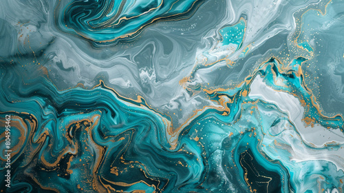 serene blend of turquoise and silver, ideal for an elegant abstract background photo