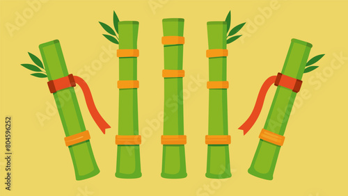 A set of resistance bands made from biodegradable bamboo giving you a guiltfree workout.. Vector illustration