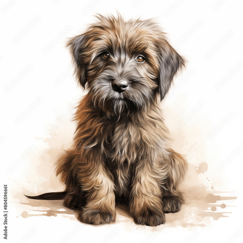 Briard dog. Puppy dog. Berger de Brie clipart. Watercolor illustration. Generative AI. Detailed illustration. Briard dog. Puppy dog. Berger de Brie clipart. Watercolor illustration. Generative AI. Detailed illustration.