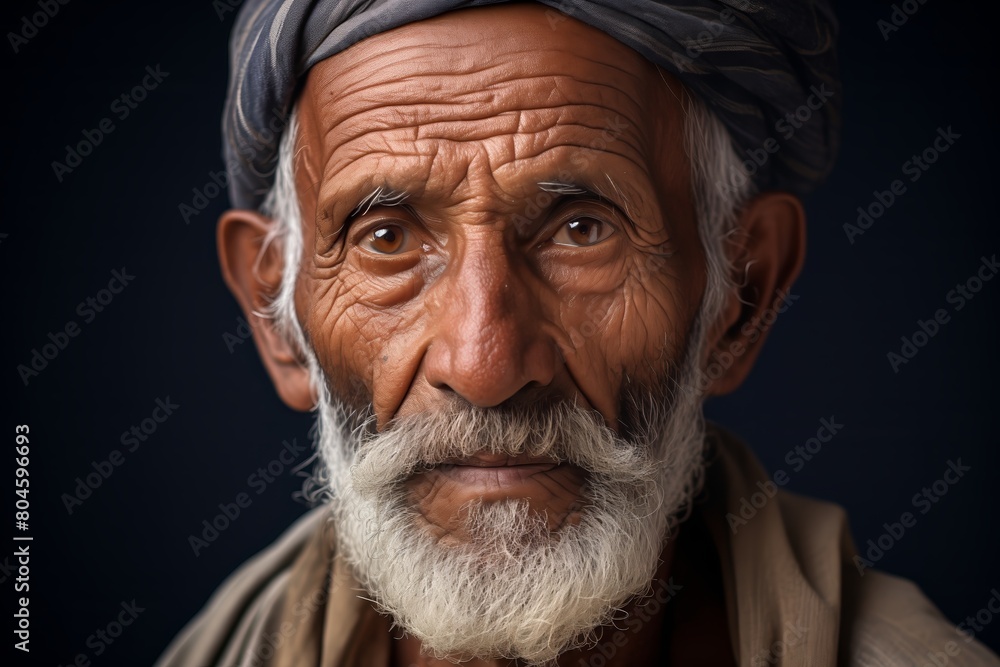 Older man with a turban and deep wrinkles Older man with a turban and deep wrinkles
