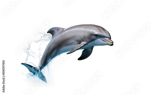 Graceful Dolphin Leap Isolated On Transparent Background PNG.